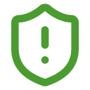Green shield with exclamation mark icon.