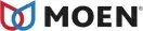 Moen logo with stylized design elements.
