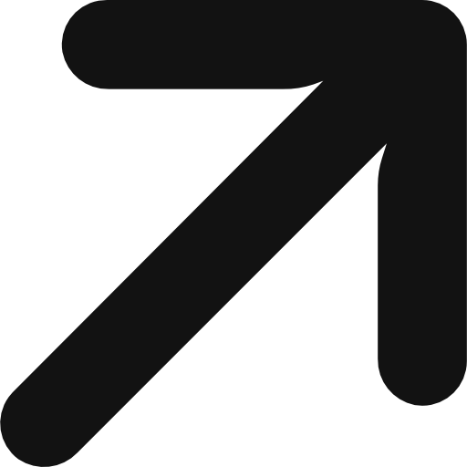 Upward right black arrow icon.